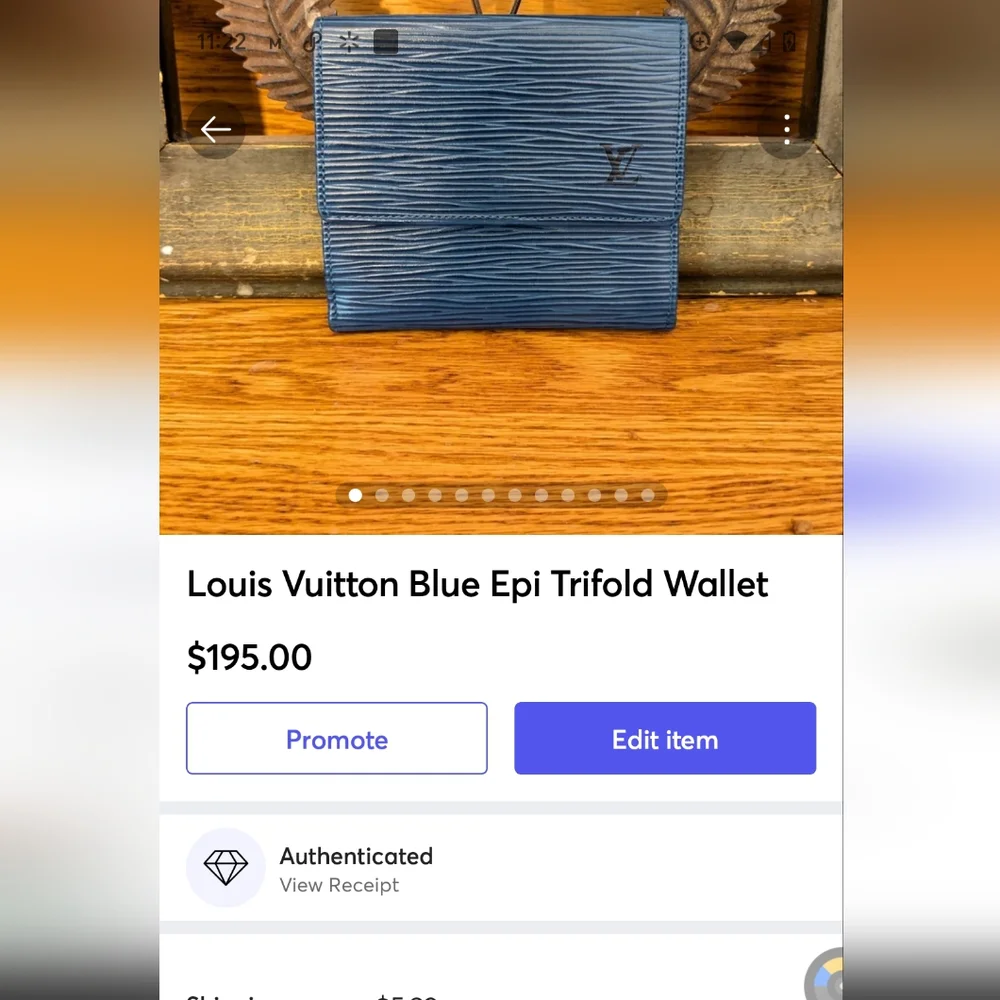 Louis Vuitton Blue Epi Leather Trifold Wallet(Price Is Firm)